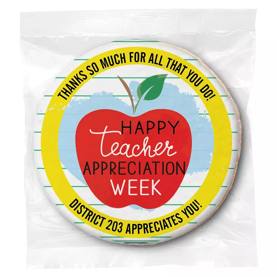 Teacher Appreciation Apple and Message - Personalized Direct Print On Round Sugar Cookie