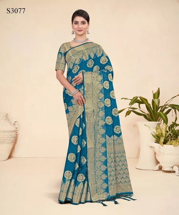 Teal Blue Viscose Weaving Designer Saree - Vandini - Free Size