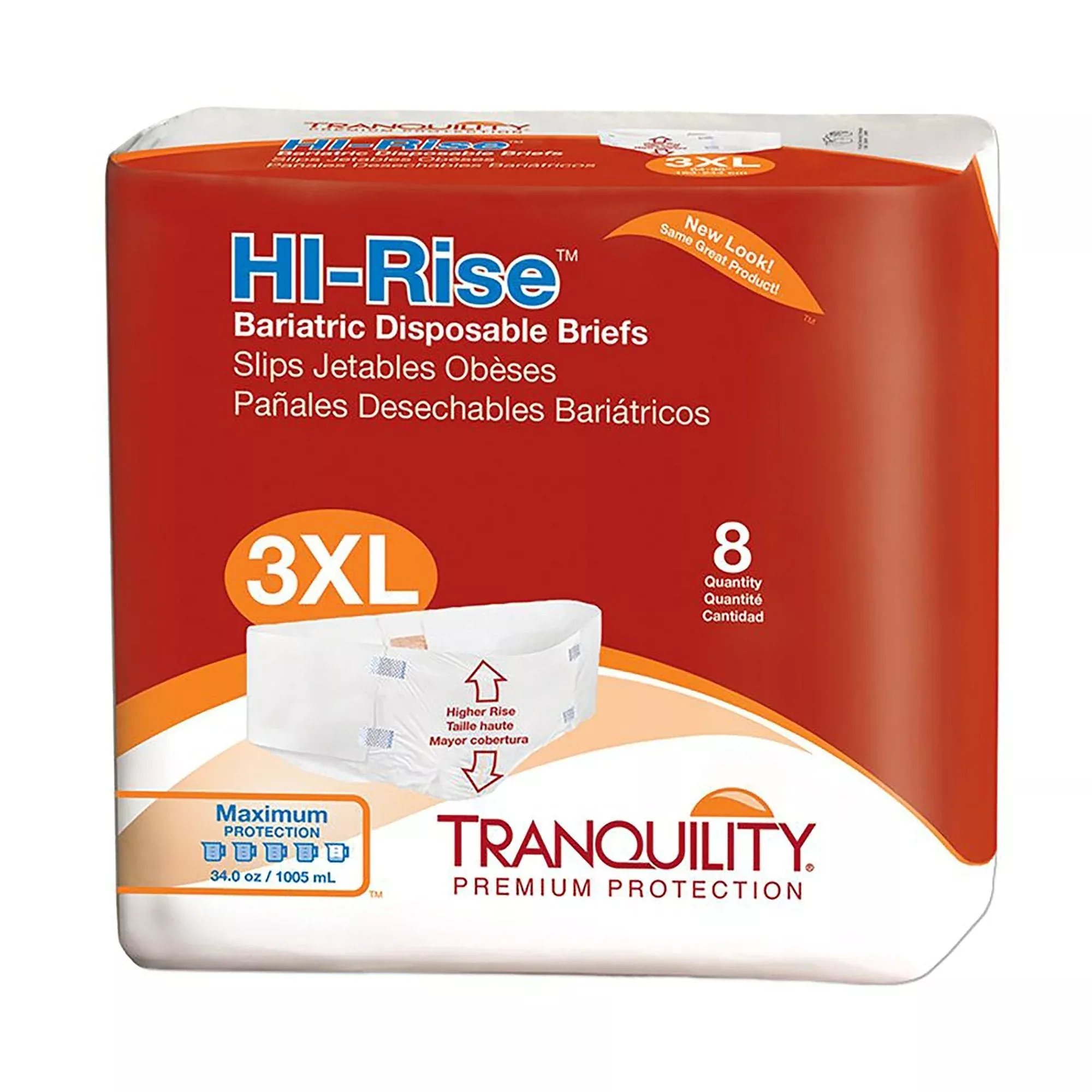 Tranquility HI-Rise™ Maximum Absorbency Bariatric Incontinence Brief, 8 ct