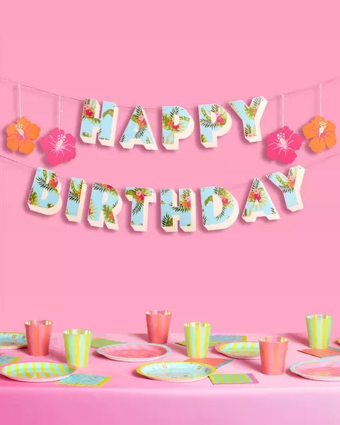Tropical Birthday Banner - matte colorful banner