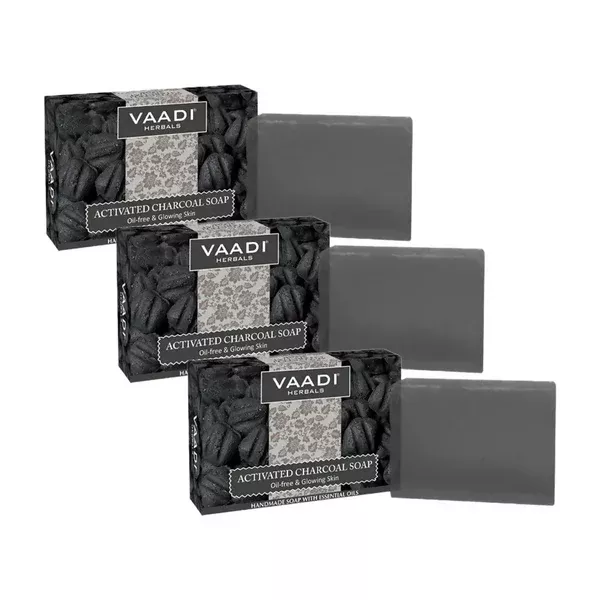 Vaadi Herbals Activated Charcoal Soap - 75 gm - Pack of 3