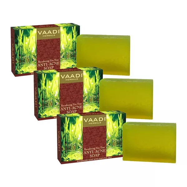 Vaadi Herbals Anti-Acne Soap With Becalming & Tea Tree Oil - 75 gm - Pack of 3