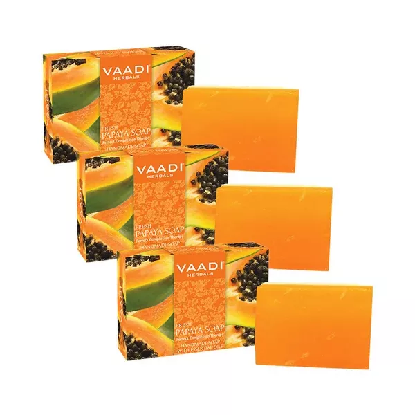 Vaadi Herbals Fresh Papaya Soap - 75 gm - Pack of 3