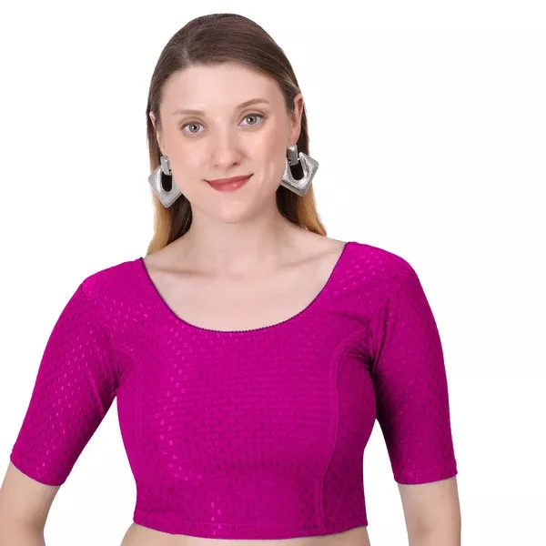 Vamika Cotton Lycra Stretchable Fabric Pink Stretchable Blouse - XL