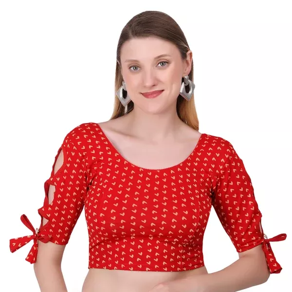Vamika Hosiery Red Half Sleeves Blouse - L