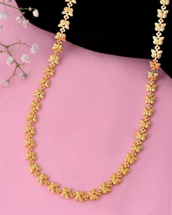 VOJ Gold-Polished Designer Butterfly Women Chain