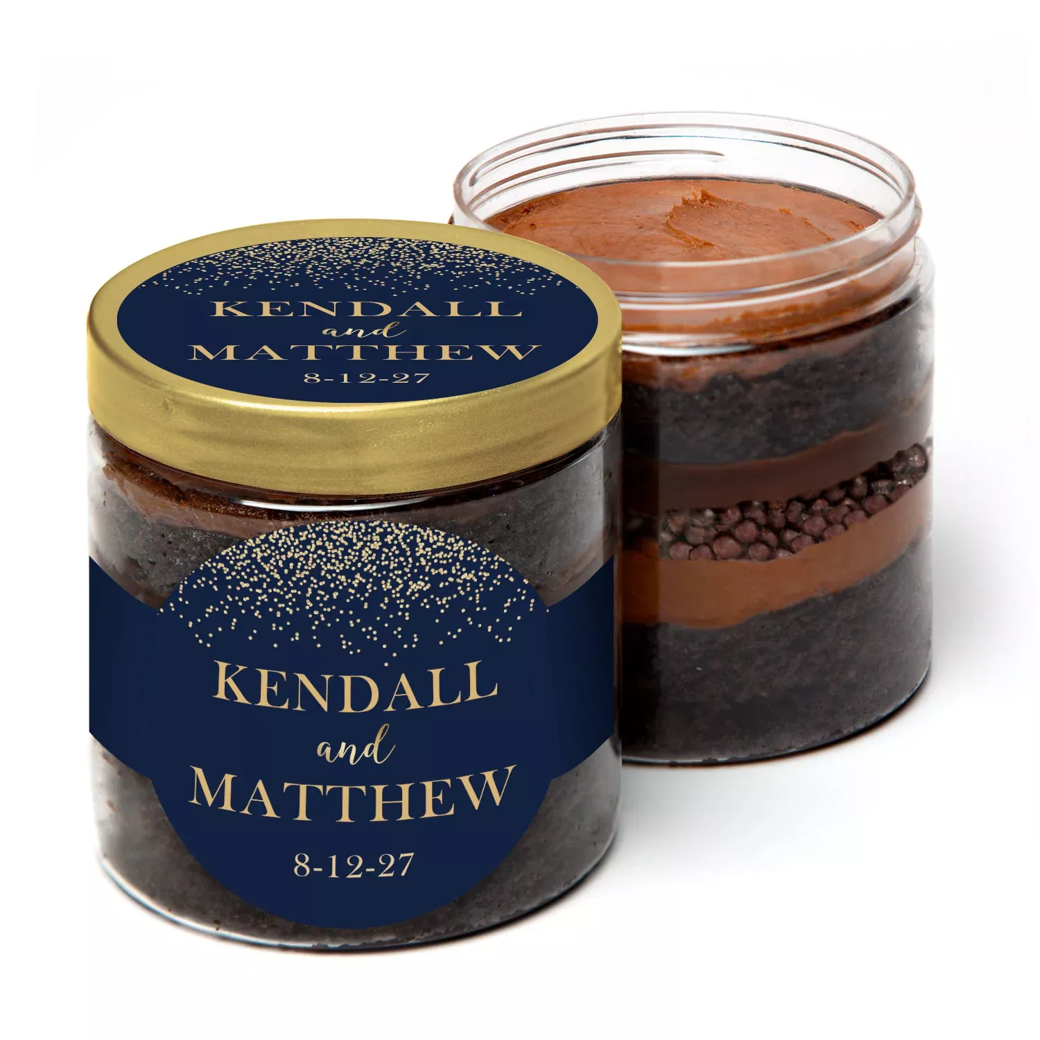 Wedding Golden Names & Confetti - Incredible Cake in a Jar