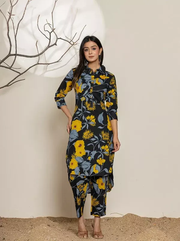 Yufta Black Cotton Co-Ord Set - S