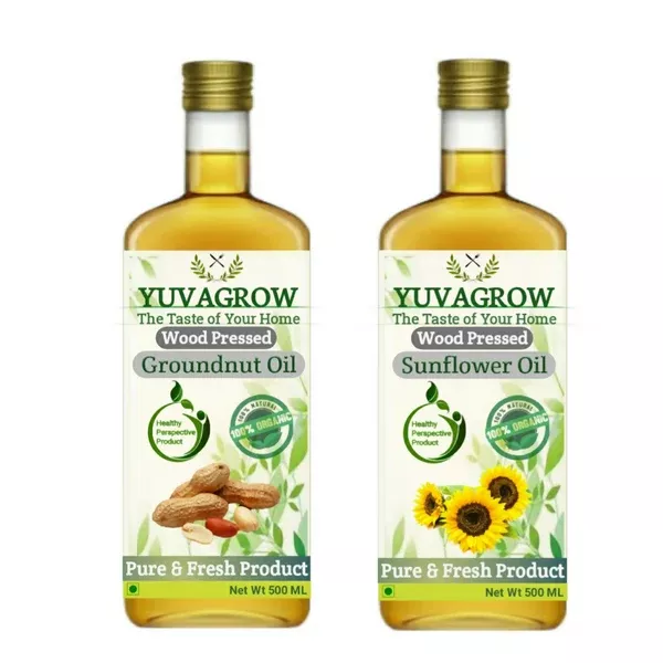 Yuvagrow Wood Pressed Groundnut & Sunflower Oil - Combo - Combo