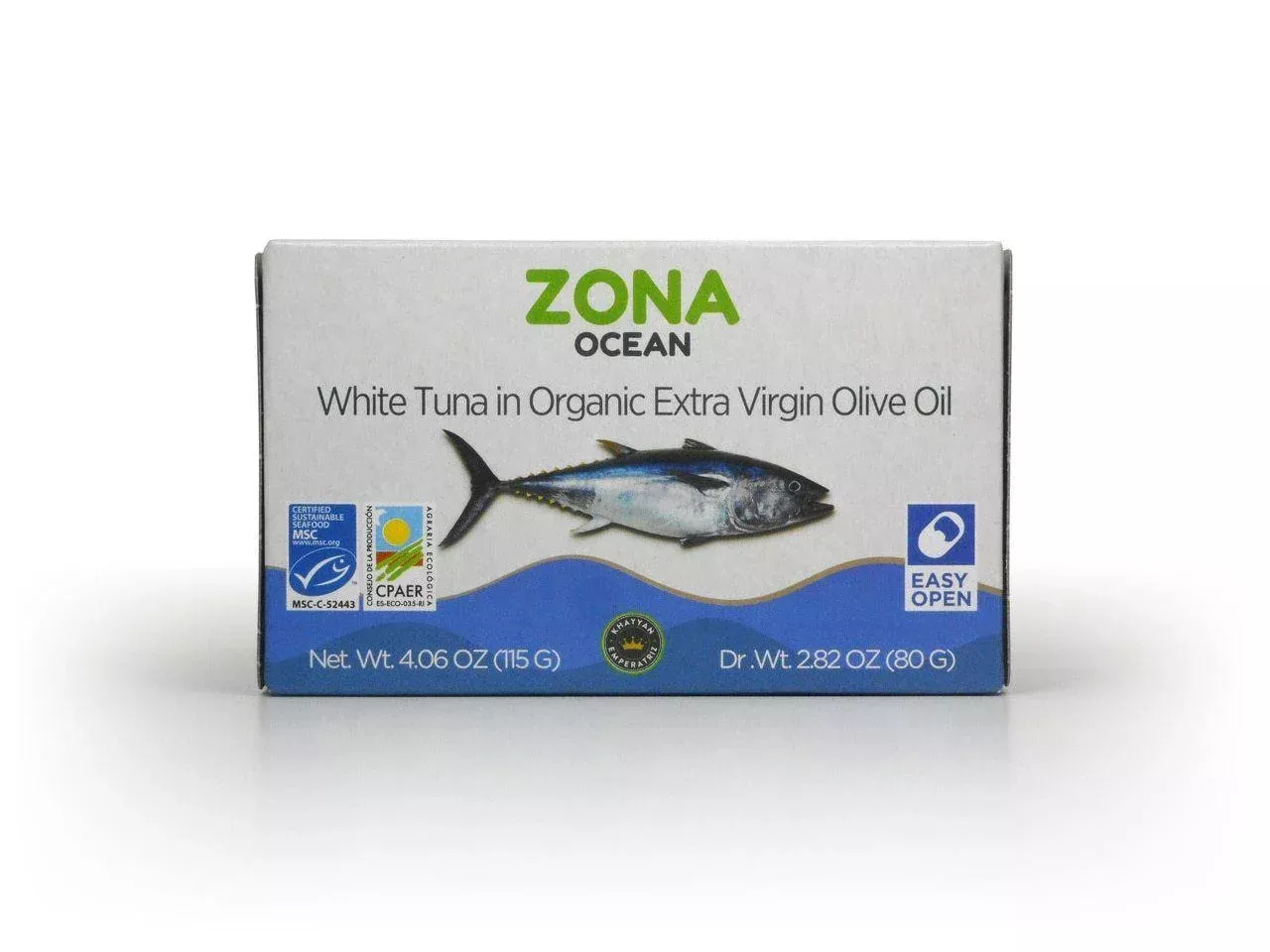 Zona Ocean White Tuna in Organic Extra Virgin Olive Oil, 4 oz