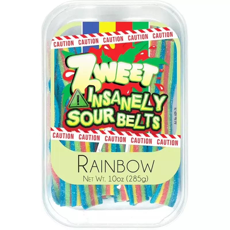 Zweet Insanely Sour Belts Rainbow 10 oz. Tub